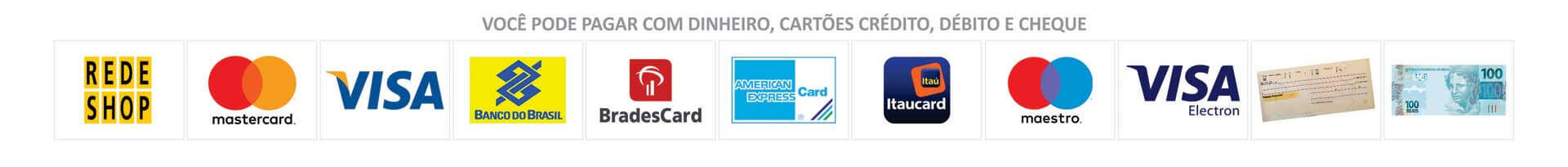 Pague com cartão de crédito e débito